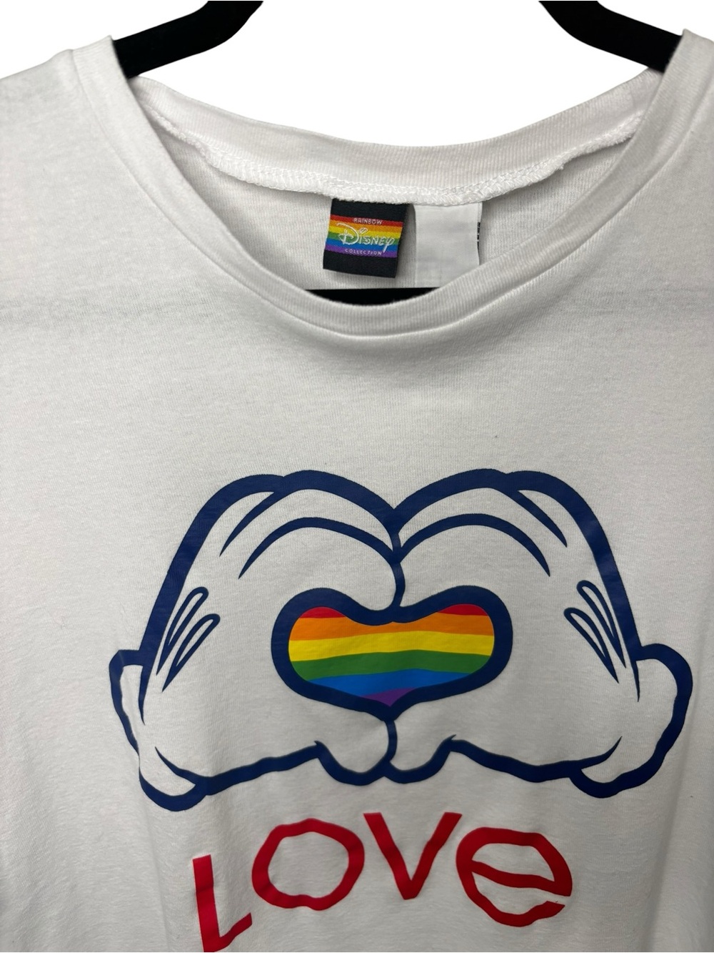 Disney Rainbow Collection Mickey Hands Love Graphic Tee Size Large LGBTQ Pride - Picture 5 of 6